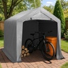image:imageVINGLI 8x12 FT Outdoor Portable Storage Shed Heavy Duty Bike Tent with Rollup Zipper Door Waterproof and UV Resistent Carport for Motorcycle Garden Tools Firewood Gray6x6x65 FT