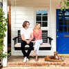 image:imageVINGLI Heavy Duty 880 LBS Patio Wooden Porch Swing Outdoor with Extra Cushion Farmhouse Hanging Bench Tree Swing with Adjustable Chains for Yard  Garden  Lawn  Balcony 5 FT BlackBlack