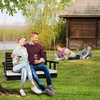 image:imageVINGLI Heavy Duty 880 LBS Patio Wooden Porch Swing Outdoor with Extra Cushion Farmhouse Hanging Bench Tree Swing with Adjustable Chains for Yard  Garden  Lawn  Balcony 5 FT BlackBlack
