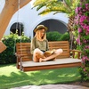 image:imageVINGLI Heavy Duty 880 LBS Patio Wooden Porch Swing Outdoor with Extra Cushion Farmhouse Hanging Bench Tree Swing with Adjustable Chains for Yard  Garden  Lawn  Balcony 5 FT BlackBrown
