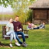 image:imageVINGLI Heavy Duty 880 LBS Patio Wooden Porch Swing Outdoor with Extra Cushion Farmhouse Hanging Bench Tree Swing with Adjustable Chains for Yard  Garden  Lawn  Balcony 5 FT BlackRustic