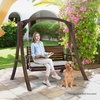 image:imageVINGLI Heavy Duty 880 LBS Patio Wooden Porch Swing Outdoor with Extra Cushion Farmhouse Hanging Bench Tree Swing with Adjustable Chains for Yard  Garden  Lawn  Balcony 5 FT BlackRustic
