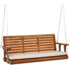image:imageVINGLI Heavy Duty 880 LBS Patio Wooden Porch Swing Outdoor with Extra Cushion Farmhouse Hanging Bench Tree Swing with Adjustable Chains for Yard  Garden  Lawn  Balcony 5 FT BlackBrown