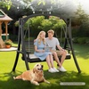 image:imageVINGLI Heavy Duty 880 LBS Patio Wooden Porch Swing Outdoor with Extra Cushion Farmhouse Hanging Bench Tree Swing with Adjustable Chains for Yard  Garden  Lawn  Balcony 5 FT BlackBlack