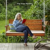 image:imageVINGLI Heavy Duty 880 LBS Patio Wooden Porch Swing Outdoor with Extra Cushion Farmhouse Hanging Bench Tree Swing with Adjustable Chains for Yard  Garden  Lawn  Balcony 5 FT BlackBrown