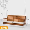 image:imageVINGLI Heavy Duty 880 LBS Patio Wooden Porch Swing Outdoor with Extra Cushion Farmhouse Hanging Bench Tree Swing with Adjustable Chains for Yard  Garden  Lawn  Balcony 5 FT BlackBrown