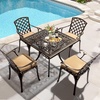 image:imageVINGLI Outdoor Dining Chairs Set of 4 with Cushion Aluminum Patio Chairs Cast Aluminum Patio Furniture Aluminum Outdoor Chairs for Backyard Poolside Balcony Bronze 4 Grid Back with CushionGrid