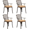 image:imageVINGLI Outdoor Dining Chairs Set of 4 with Cushion Aluminum Patio Chairs Cast Aluminum Patio Furniture Aluminum Outdoor Chairs for Backyard Poolside Balcony Bronze 4 Grid Back with CushionGrid