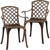 image:imageVINGLI Outdoor Dining Chairs Set of 4 with Cushion Aluminum Patio Chairs Cast Aluminum Patio Furniture Aluminum Outdoor Chairs for Backyard Poolside Balcony Bronze 4 Grid Back with CushionGrid