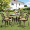 image:imageVINGLI Outdoor Dining Chairs Set of 4 with Cushion Aluminum Patio Chairs Cast Aluminum Patio Furniture Aluminum Outdoor Chairs for Backyard Poolside Balcony Bronze 4 Grid Back with CushionGrid