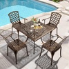 image:imageVINGLI Outdoor Dining Chairs Set of 4 with Cushion Aluminum Patio Chairs Cast Aluminum Patio Furniture Aluminum Outdoor Chairs for Backyard Poolside Balcony Bronze 4 Grid Back with CushionGrid
