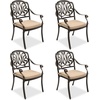 image:imageVINGLI Outdoor Dining Chairs Set of 4 with Cushion Aluminum Patio Chairs Cast Aluminum Patio Furniture Aluminum Outdoor Chairs for Backyard Poolside Balcony Bronze 4 Grid Back with CushionElizabeth