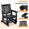 image:imageVINGLI Outdoor Glider for Adults Patio Glider Love Seat with Cup Holders Wooden Glider Bench with Floral Back for Garden Yard Patio BlackBlack