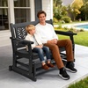 image:imageVINGLI Outdoor Glider for Adults Patio Glider Love Seat with Cup Holders Wooden Glider Bench with Floral Back for Garden Yard Patio BlackBlack