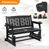 image:imageVINGLI Outdoor Glider for Adults Patio Glider Love Seat with Cup Holders Wooden Glider Bench with Floral Back for Garden Yard Patio BlackBlack