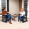 image:imageVINGLI Outdoor Glider for Adults Patio Glider Love Seat with Cup Holders Wooden Glider Bench with Floral Back for Garden Yard Patio BlackBlack