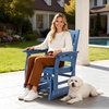 image:imageVINGLI Outdoor Glider for Adults Patio Glider Love Seat with Cup Holders Wooden Glider Bench with Floral Back for Garden Yard Patio BlackBlue