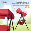 image:imageVINGLI Outdoor Porch Swing with Adjustable Canopy PowderCoated Steel Frame Outdoor Patio Glider Swing with Heavy Duty Stand for Patio Backyard Garden Lawn GrayRed
