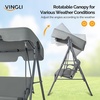 image:imageVINGLI Outdoor Porch Swing with Adjustable Canopy PowderCoated Steel Frame Outdoor Patio Glider Swing with Heavy Duty Stand for Patio Backyard Garden Lawn GrayGray
