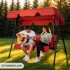 image:imageVINGLI Outdoor Porch Swing with Adjustable Canopy PowderCoated Steel Frame Outdoor Patio Glider Swing with Heavy Duty Stand for Patio Backyard Garden Lawn GrayRed