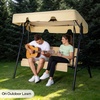 image:imageVINGLI Outdoor Porch Swing with Adjustable Canopy PowderCoated Steel Frame Outdoor Patio Glider Swing with Heavy Duty Stand for Patio Backyard Garden Lawn GrayBeige