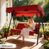 image:imageVINGLI Outdoor Porch Swing with Adjustable Canopy PowderCoated Steel Frame Outdoor Patio Glider Swing with Heavy Duty Stand for Patio Backyard Garden Lawn GrayRed