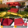 image:imageVINGLI Outdoor Porch Swing with Adjustable Canopy PowderCoated Steel Frame Outdoor Patio Glider Swing with Heavy Duty Stand for Patio Backyard Garden Lawn GrayRed