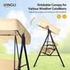 image:imageVINGLI Outdoor Porch Swing with Adjustable Canopy PowderCoated Steel Frame Outdoor Patio Glider Swing with Heavy Duty Stand for Patio Backyard Garden Lawn GrayBeige