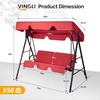 image:imageVINGLI Outdoor Porch Swing with Adjustable Canopy PowderCoated Steel Frame Outdoor Patio Glider Swing with Heavy Duty Stand for Patio Backyard Garden Lawn GrayRed