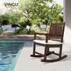 image:imageVINGLI Outdoor Rocking Chair Weatherproof Rocker with Cushion Wooden Rocking Bench Support 450 LBS for Patio Yard Garden Outdoor or Indoors Rustic2PCSRustic