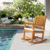 image:imageVINGLI Outdoor Rocking Chair Weatherproof Rocker with Cushion Wooden Rocking Bench Support 450 LBS for Patio Yard Garden Outdoor or Indoors Rustic2PCSTeak