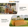 image:imageVINGLI Outdoor Wood Bench with Planter Boxes 2in1 AllWeather Porch Bench Seat  OpenEnded Wooden Raised Garden Bed for Balcony Yard Patio 2 Boxes2 Boxes  1 Bench
