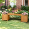 image:imageVINGLI Outdoor Wood Bench with Planter Boxes 2in1 AllWeather Porch Bench Seat  OpenEnded Wooden Raised Garden Bed for Balcony Yard Patio 2 Boxes2 Boxes