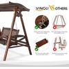 image:imageVINGLI Porch Swing with Stand Porch Swing with Canopy Waterproof Patio Swing with Cup Holder Outdoor Swing Set for Garden Yard Patio TeakRustic