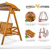 image:imageVINGLI Porch Swing with Stand Porch Swing with Canopy Waterproof Patio Swing with Cup Holder Outdoor Swing Set for Garden Yard Patio TeakTeak