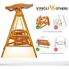 image:imageVINGLI Porch Swing with Stand Porch Swing with Canopy Waterproof Patio Swing with Cup Holder Outdoor Swing Set for Garden Yard Patio TeakTeak