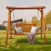 image:imageVINGLI Porch Swing with Stand Porch Swing with Canopy Waterproof Patio Swing with Cup Holder Outdoor Swing Set for Garden Yard Patio TeakTeak