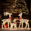 image:imageVINGLI 6FT Lighted Christmas Reindeer and Sleigh Outdoor Decorations 2 Reindeer Pulling Santas Sleigh Warm White LED Glitter Mesh Deer for Xmas Yard Lawn Garden Porch Holiday Decor3ft2d plush reindeer