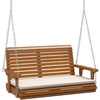 image:imageVINGLI Heavy Duty 880 LBS Patio Wooden Porch Swing Outdoor with Extra Cushion Farmhouse Hanging Bench Tree Swing with Adjustable Chains for Yard  Garden  Lawn  Balcony 5 FT BlackBrown