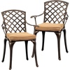 image:imageVINGLI Outdoor Dining Chairs Set of 4 with Cushion Aluminum Patio Chairs Cast Aluminum Patio Furniture Aluminum Outdoor Chairs for Backyard Poolside Balcony Bronze 4 Grid Back with CushionGrid