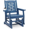 image:imageVINGLI Outdoor Glider for Adults Patio Glider Love Seat with Cup Holders Wooden Glider Bench with Floral Back for Garden Yard Patio BlackBlue