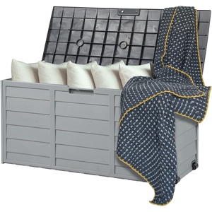 image:imageVINGLI 75 Gallon Outdoor Storage Box Patio Deck Box Furniture with Lockable Design Plastic Storage Containers with Lid for Garden  Pool  Balcony  Yard CoffeeBlack