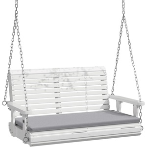 image:imageVINGLI Heavy Duty 880 LBS Patio Wooden Porch Swing Outdoor with Extra Cushion Farmhouse Hanging Bench Tree Swing with Adjustable Chains for Yard  Garden  Lawn  Balcony 5 FT BlackWhite