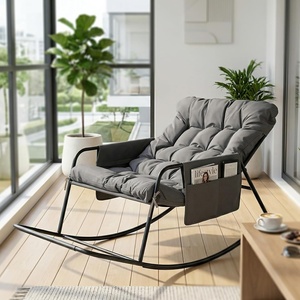 image:imageVINGLI Outdoor Oversized Rocking Chair Patio Lounge Rocker with Thick Soft Cushion Outdoor Rocking Chair with Extra Storage Bag All Season Lounge Chair for Porch Indoor Backyard Garden Beige1PCGrey
