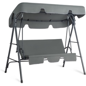 image:imageVINGLI Outdoor Porch Swing with Adjustable Canopy PowderCoated Steel Frame Outdoor Patio Glider Swing with Heavy Duty Stand for Patio Backyard Garden Lawn GrayGray