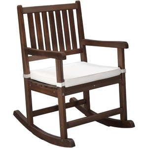 image:imageVINGLI Outdoor Rocking Chair Weatherproof Rocker with Cushion Wooden Rocking Bench Support 450 LBS for Patio Yard Garden Outdoor or Indoors Rustic2PCSRustic