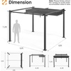 image:imageVINGLI 10x 13 Outdoor Pergola With Retractable Canopy and Adjustable Roof for Deck Porch Garden Yard Khaki10x10Gray