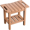 image:imageVINGLI 18 Inch HDPE Outdoor Patio Garden Small Bench Seat Waterproof Shower Bench Backless HDPE Stools Chairs for Inside Shower Outdoor Short Stools TeakTeak