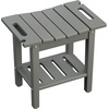 image:imageVINGLI 18 Inch HDPE Outdoor Patio Garden Small Bench Seat Waterproof Shower Bench Backless HDPE Stools Chairs for Inside Shower Outdoor Short Stools TeakGrey