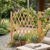 image:imageVINGLI 2 Packs Extendable Garden Fence 2755 Inch Tall Freestanding Accordion Fence Solid Wood Retractable Trellis Instant Fence Pet Grate for Home Patio Yard Garden Carbonized WoodTeak with Arched Top